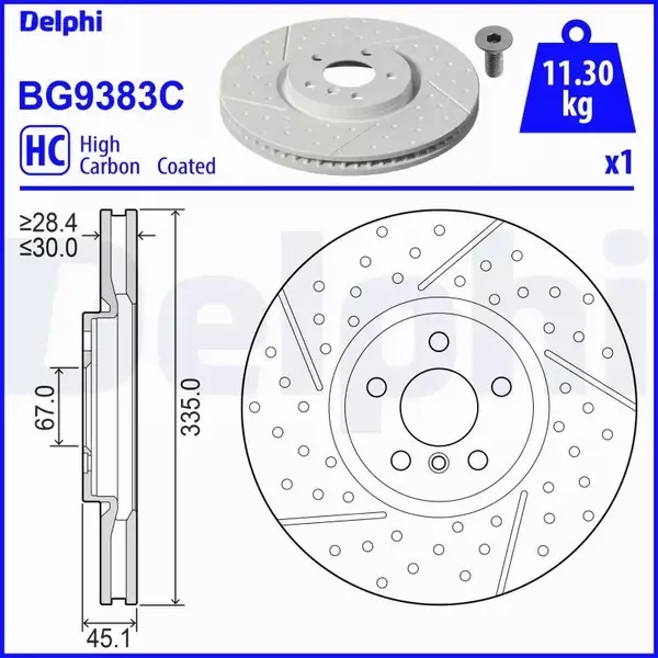 DELPHI TARCZA HAMULCOWA BG9383C 