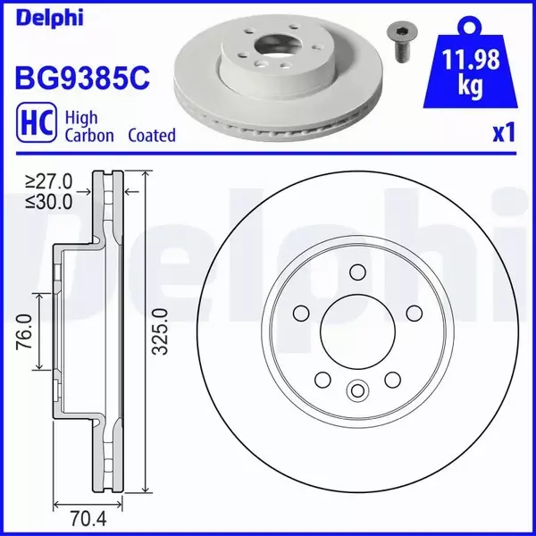 DELPHI TARCZA HAMULCOWA BG9385C 