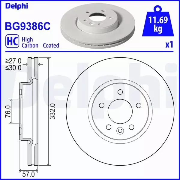 DELPHI TARCZA HAMULCOWA BG9386C 