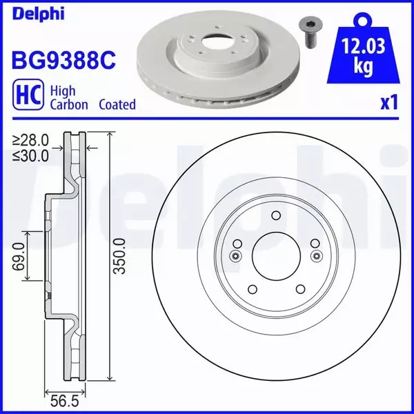 DELPHI TARCZA HAMULCOWA BG9388C 