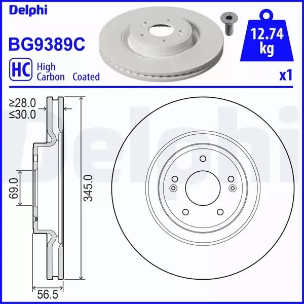 DELPHI TARCZA HAMULCOWA BG9389C 