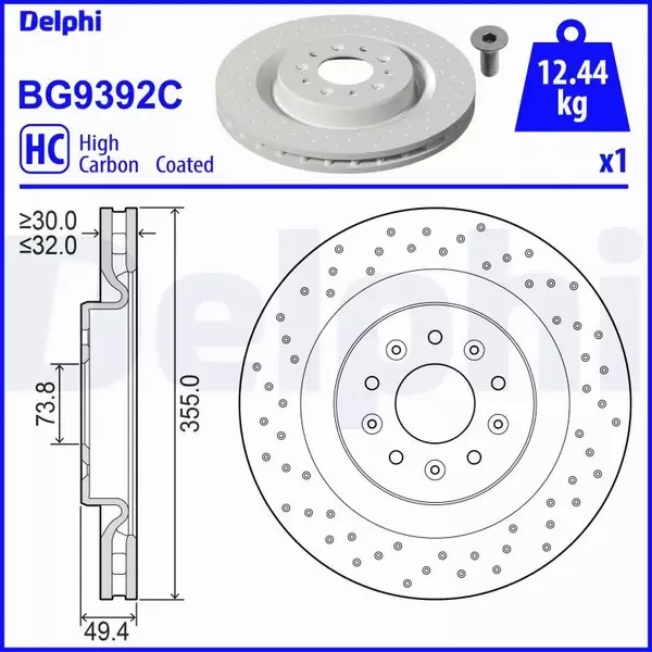 DELPHI TARCZA HAMULCOWA BG9392C 