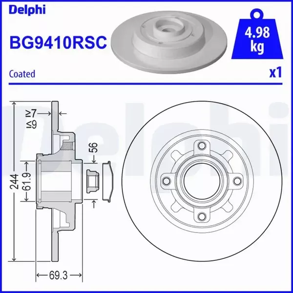 DELPHI TARCZE+KLOCKI TYŁ C3 III C4 CACTUS CROSSLAND 208 2008 244MM 