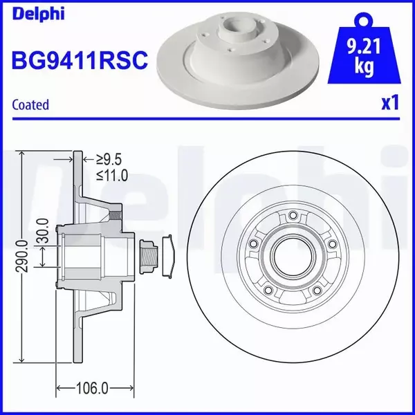 DELPHI TARCZA HAMULCOWA BG9411RSC 