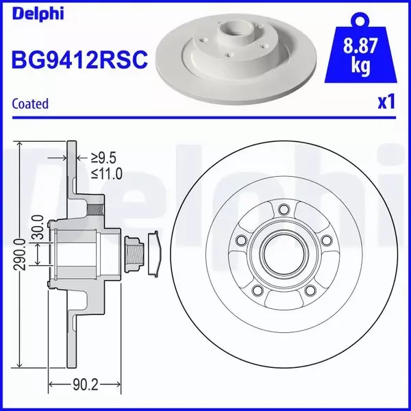 DELPHI TARCZA HAMULCOWA BG9412RSC 