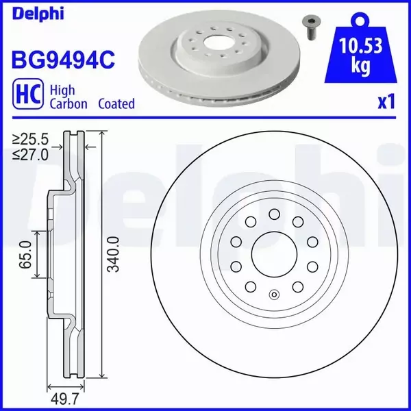 DELPHI TARCZA HAMULCOWA BG9494C 