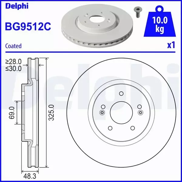 DELPHI TARCZA HAMULCOWA BG9512C 