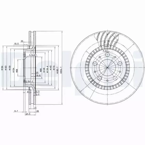 DELPHI TARCZE HAMULCOWE PRZÓD BG9514 