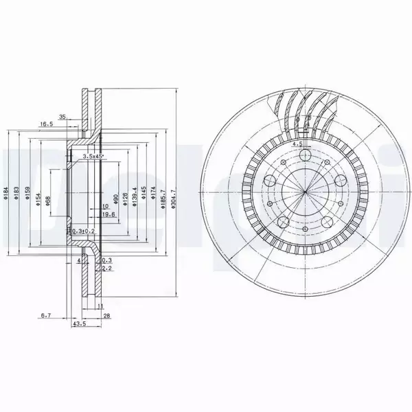 DELPHI TARCZE HAMULCOWE PRZÓD BG9514C 