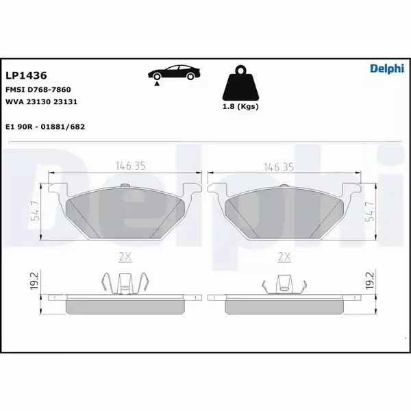 DELPHI KLOCKI HAMULCOWE PRZÓD LP1436 