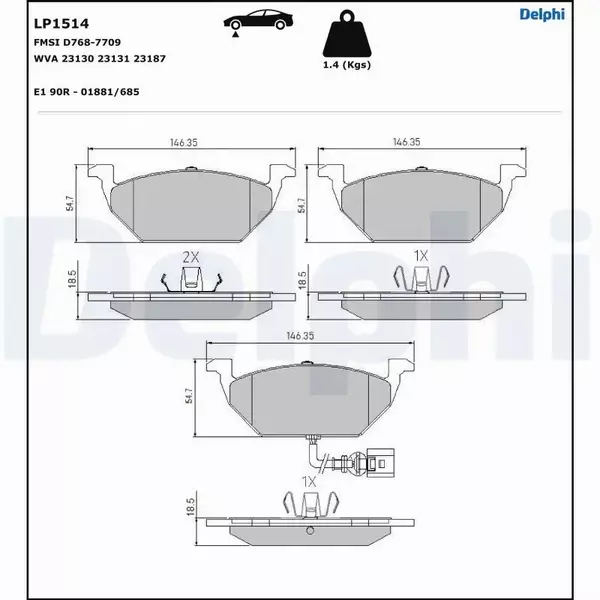 DELPHI TARCZE+KLOCKI PRZÓD VW GOLF IV BORA 280MM 