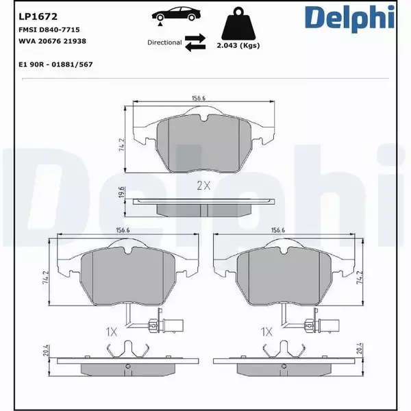 DELPHI TARCZE+KLOCKI PRZÓD A4 B5 B6 B7 A6 C5 SUPERB PASSAT B5 288MM 