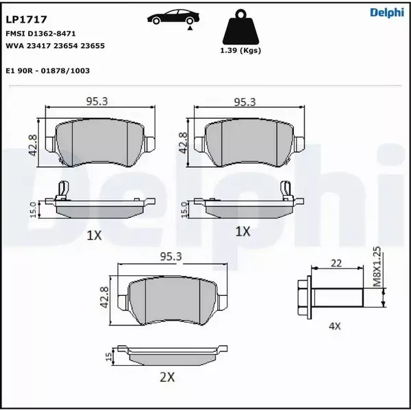 DELPHI TARCZE+KLOCKI PRZÓD+TYŁ ASTRA G H MERIVA A B ZAFIRA B 280+264MM 