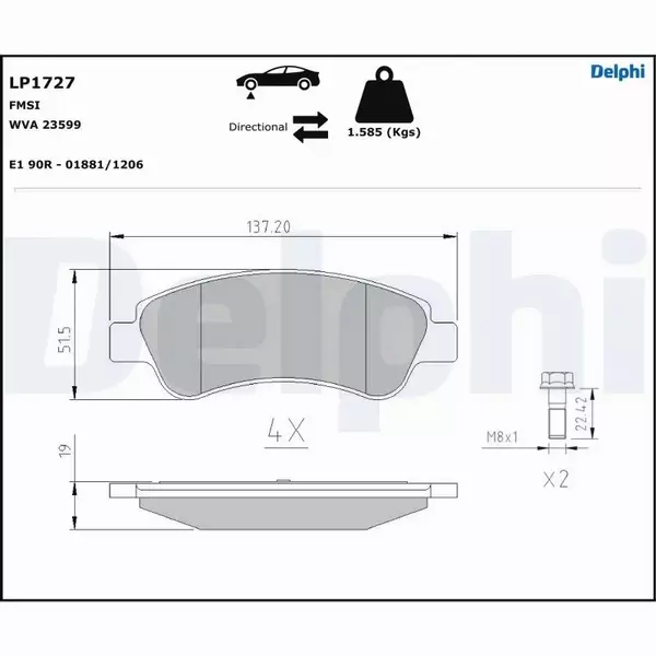 DELPHI TARCZE+KLOCKI PRZÓD CITROEN BERLINGO I 