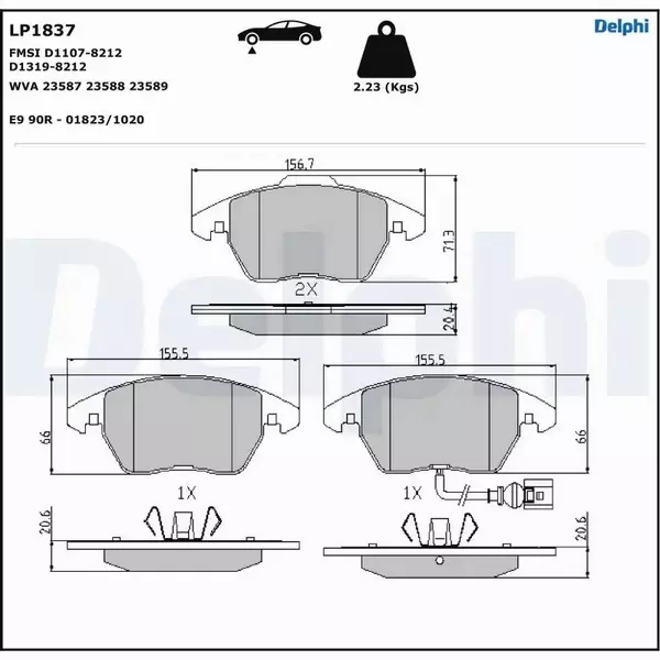 DELPHI TARCZE+KLOCKI PRZÓD A3 LEON ALTEA OCTAVIA SUPERB GOLF PASSAT 312MM 