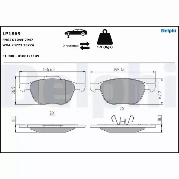 DELPHI KLOCKI PRZÓD FORD FOCUS MK2 MK3 C-MAX KUGA 