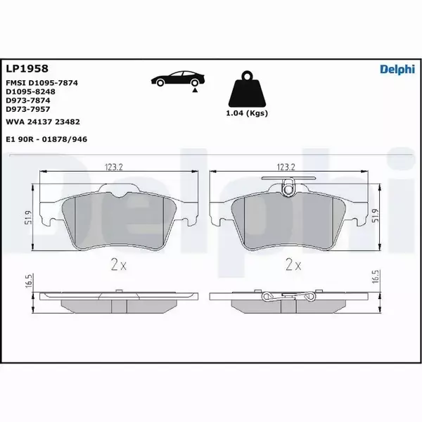 DELPHI TARCZE+KLOCKI TYŁ FORD FOCUS MK2 265MM 