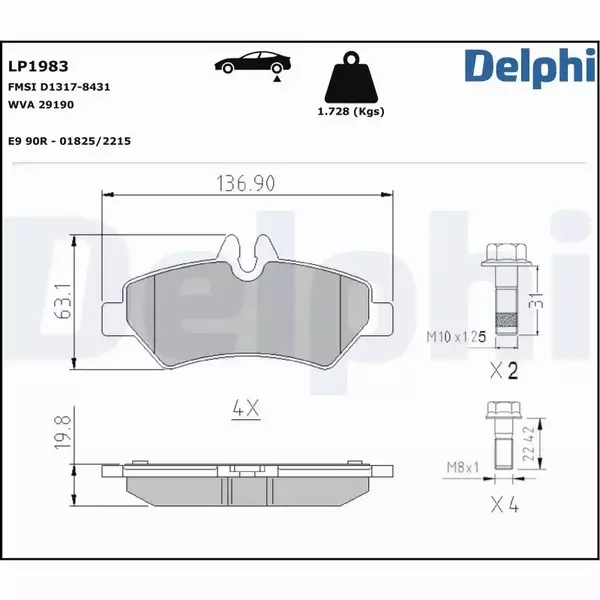 DELPHI KLOCKI HAMULCOWE TYŁ LP1983 