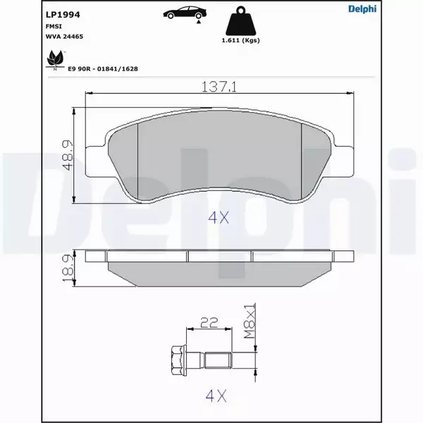 DELPHI TARCZE+KLOCKI TYŁ PEUGEOT BOXER 06- 