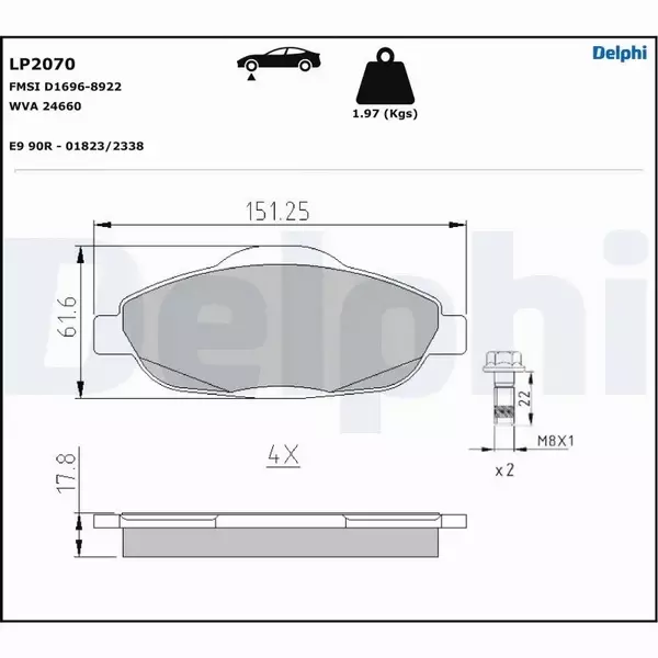 DELPHI KLOCKI HAMULCOWE PRZÓD LP2070 