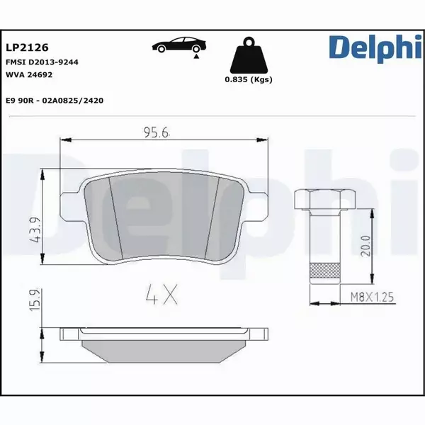 DELPHI KLOCKI HAMULCOWE TYŁ LP2126 