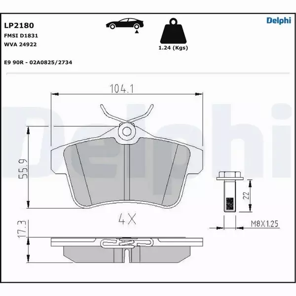 DELPHI KLOCKI HAMULCOWE TYŁ LP2180 