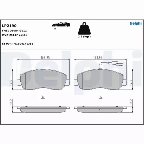 DELPHI KLOCKI HAMULCOWE PRZÓD LP2190 