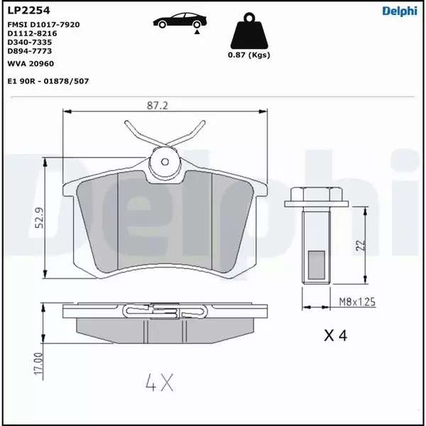 DELPHI KLOCKI HAMULCOWE TYŁ LP2254 