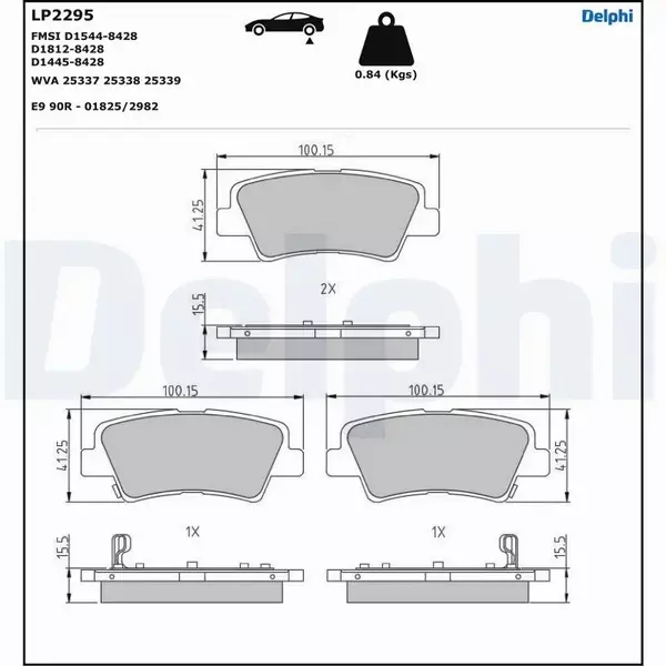 DELPHI KLOCKI HAMULCOWE TYŁ LP2295 