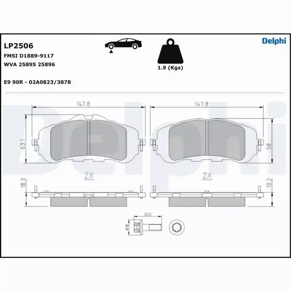 DELPHI KLOCKI HAMULCOWE LP2506 