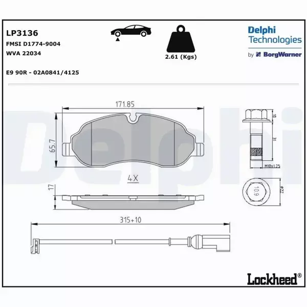 DELPHI KLOCKI HAMULCOWE LP3136 