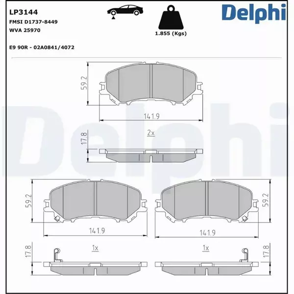 DELPHI KLOCKI HAMULCOWE LP3144 