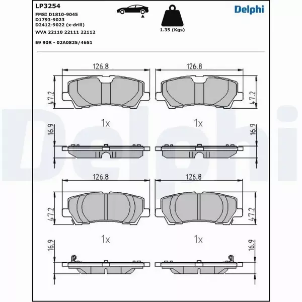 DELPHI KLOCKI HAMULCOWE LP3254 