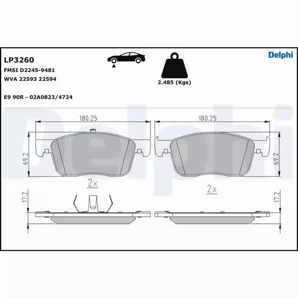 DELPHI KLOCKI HAMULCOWE LP3260 