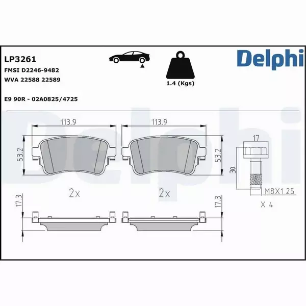 DELPHI KLOCKI HAMULCOWE LP3261 