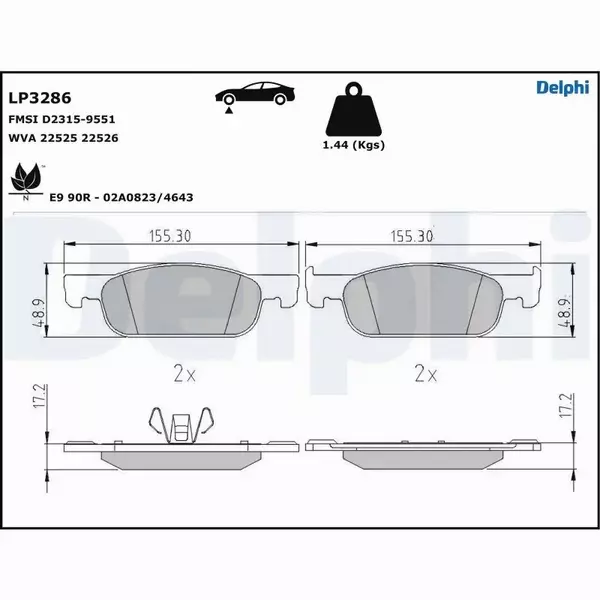 DELPHI KLOCKI HAMULCOWE LP3286 