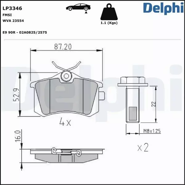 DELPHI KLOCKI HAMULCOWE LP3346 