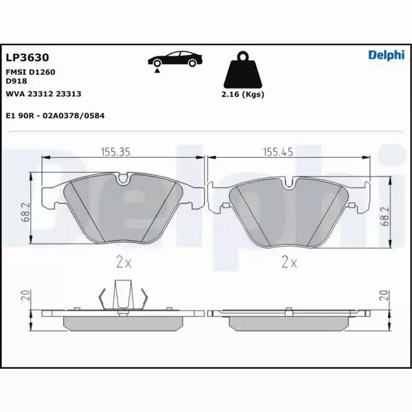 DELPHI KLOCKI HAMULCOWE LP3630 