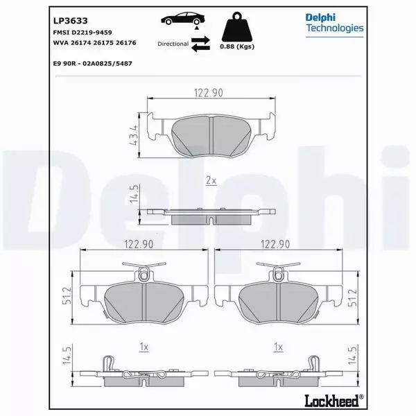 DELPHI KLOCKI HAMULCOWE LP3633 