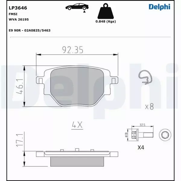 DELPHI KLOCKI HAMULCOWE LP3646 