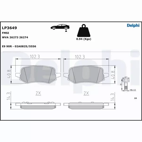 DELPHI KLOCKI HAMULCOWE LP3649 