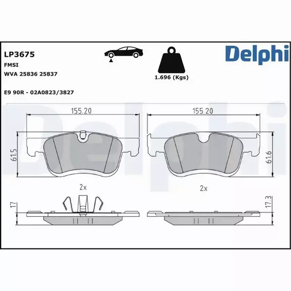 DELPHI KLOCKI HAMULCOWE LP3675 