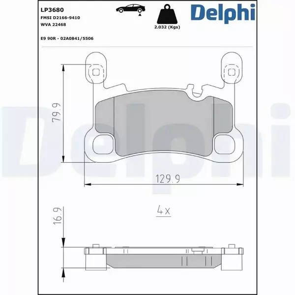 DELPHI KLOCKI HAMULCOWE LP3680 