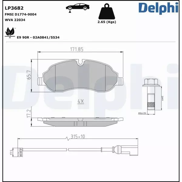 DELPHI KLOCKI HAMULCOWE LP3682 