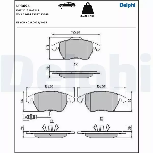 DELPHI KLOCKI HAMULCOWE LP3694 