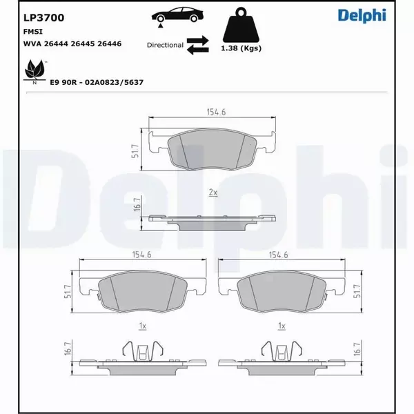 DELPHI KLOCKI HAMULCOWE LP3700 