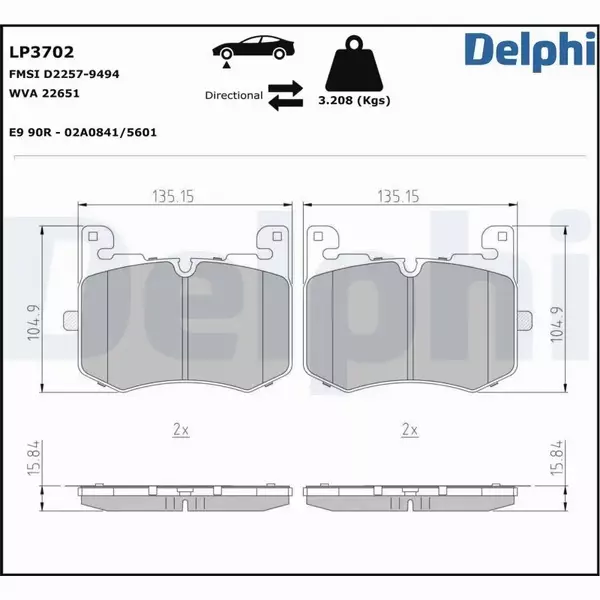 DELPHI KLOCKI HAMULCOWE LP3702 