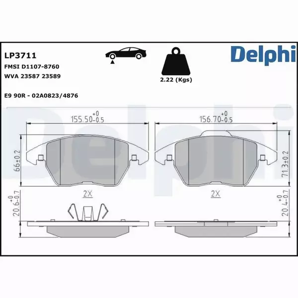 DELPHI KLOCKI HAMULCOWE LP3711 