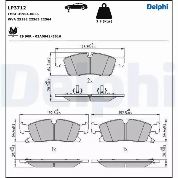 DELPHI KLOCKI HAMULCOWE LP3712 