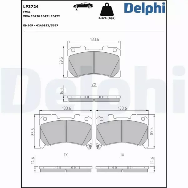 DELPHI KLOCKI HAMULCOWE LP3724 